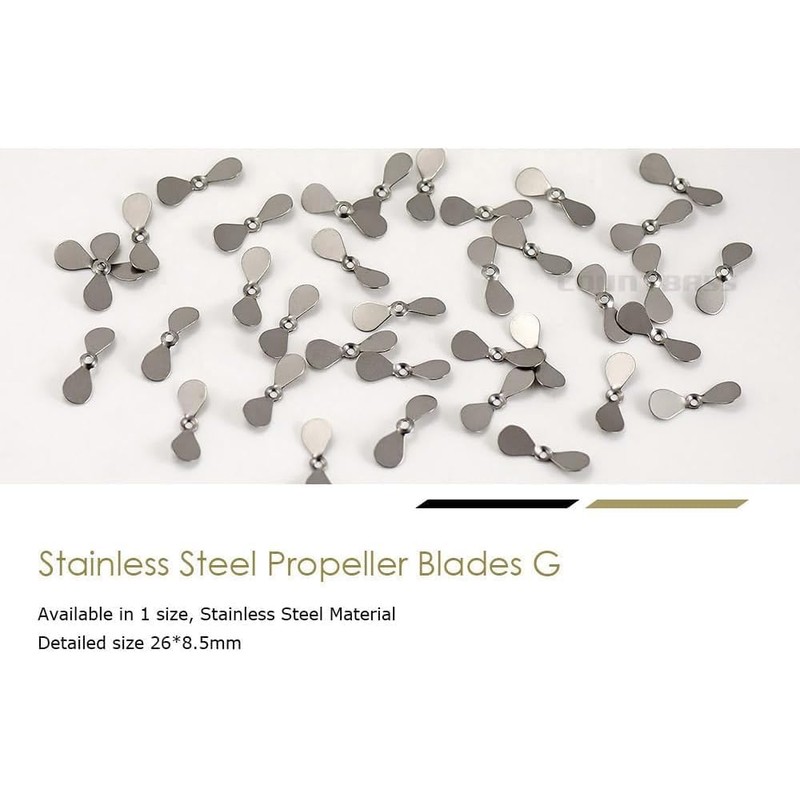 20pcs Charcoal Black Stainless Steel Propeller Blades for Topwater Fishing