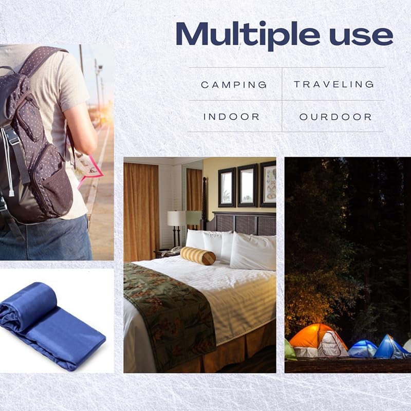 Smooth Silky Sleeping Bag Liner for Camping Hiking Hostel Travel