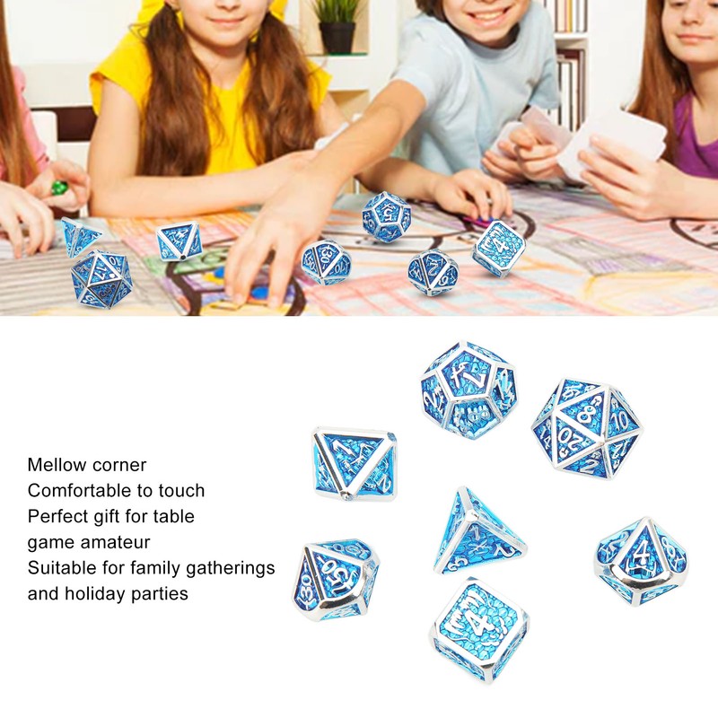 7pcs Polyhedral Dice Set Portable Exquisite Funny Metal Dice Table