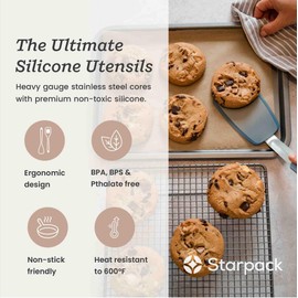 StarPack Premium Flexible Large Silicone Turner Spatula - High Heat Resistant to 600°F, Hygienic One Piece Design, Non Stick Rubber Kitchen Utensil for Fish, Eggs, Pancakes & Cookies (Stormy Grey)