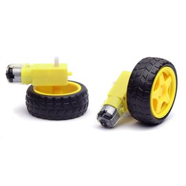 HONBAY 2 Sets Plastic Tire Wheel with Gear Motor Dual Shaft for Smart Car Robot Arduino