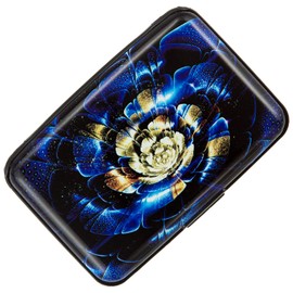 CANTINEY Credit Card Holder RFID Blocking Wallet for Women Men Small Mini Metal Slim Hard Aluminum Business Card Case, Fractal Flower, Small, Classic, Minimalist, American, Vintage