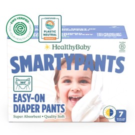 SmartyPants Pull Up Style Diapers | EWG Verified Safe & Plant-Based | Quilted 360 Waistband, Super Absorbent for Overnight Leak Protection | Training Pants by HealthyBaby | Size 7 (30 Count)
