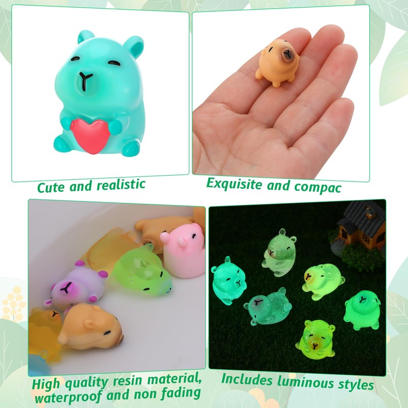 GSrenyu 36pcs Mini Resin Animals, Capybara Tiny Animal Resin Figurines,