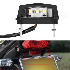 Motorcycle License Plate Light 12V LED Universal Motorcycle Number Plate Light Motorbike Tail Light Rear Tail Lamp White 2 Wires Connections