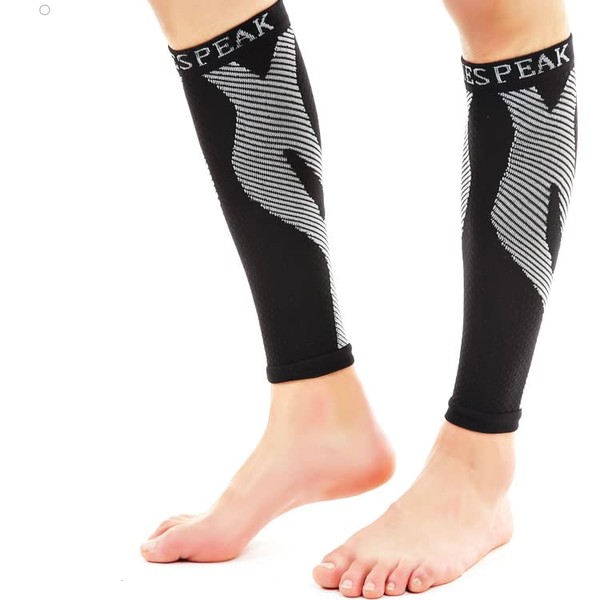 PYKES PEAK Calf Supporter, Left and Right Set, Compression Supporter, UV Protection, Sun Protection, Sweat Absorbent, Quick Drying, Unisex, Black, Size M
