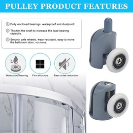 Showe rPart Single Shower Door Rollers/Wheels/Runners L001, Wheel Diameter 23mm, Wheel Thickness 6mm, Plastic, Replacement Parts, 4X