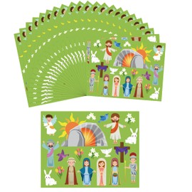 WATINC Resurrection Jesus Scene Stickers - 80 Sheet Religious Make an Easter He Lives Nativity Craft Kit Birthday Party Game for Kids, Education Christian Supplies Classroom Activity Reward Gifts