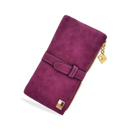 FuninCrea Women's Purses, PU Leather Long Women's Purse, Bifold Purse, Women's Large Purse with Zip Pocket and Multiple Slots for Work, Travel, red, Modern