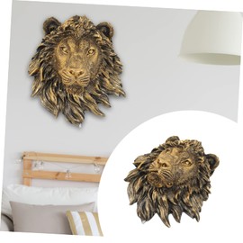 TOPPERFUN Life-Size Lion Head Wall Decoration Made of High-Quality Resin Realistic Animal Head Sculpture for Living Room Bedroom and Wall Art for Creative Room Design