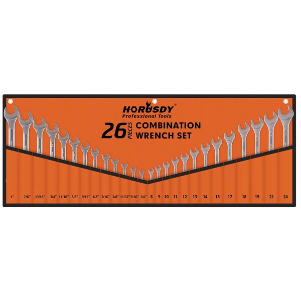 HORUSDY 26-Piece Wrench Set | Combination Wrench Set with Roll-up