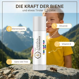 Tyrolean Alpine Honey Lip Care Kids - Natural Balm with Beeswax & Olive Oil - Gentle Care for Children - Without Fragrances & Dyes - Protection & Moisture - 6 g