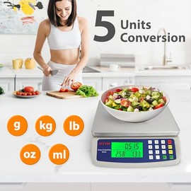 Large Digital Kitchen Scale 40kg/88lb Stainless Steel Price Computing Scale Counting Scale Deli Scale with LCD Display for Baking Bread Cooking Meat P