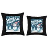 Fun Winter with Snowball Fights and Snowmen Throw Pillow