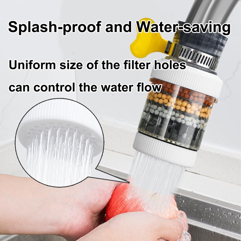 Faucet Water Filter 6 Layer Splash Guard Universal Removable Activated