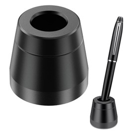 AKEIE Pen Holder, 1 Piece, Stylish, Pen Stand, Anti-Slip, Compatible with Fountain Pens, Pencils, Ballpoint Pens, Aluminum Alloy (1 pcs, Black)