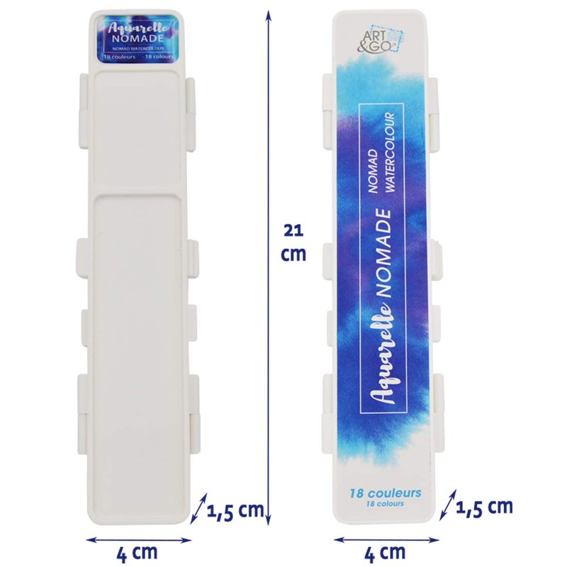 ART&GO Nomad AG42475 18 Colours Watercolour Paints, Plastic, White, Fine