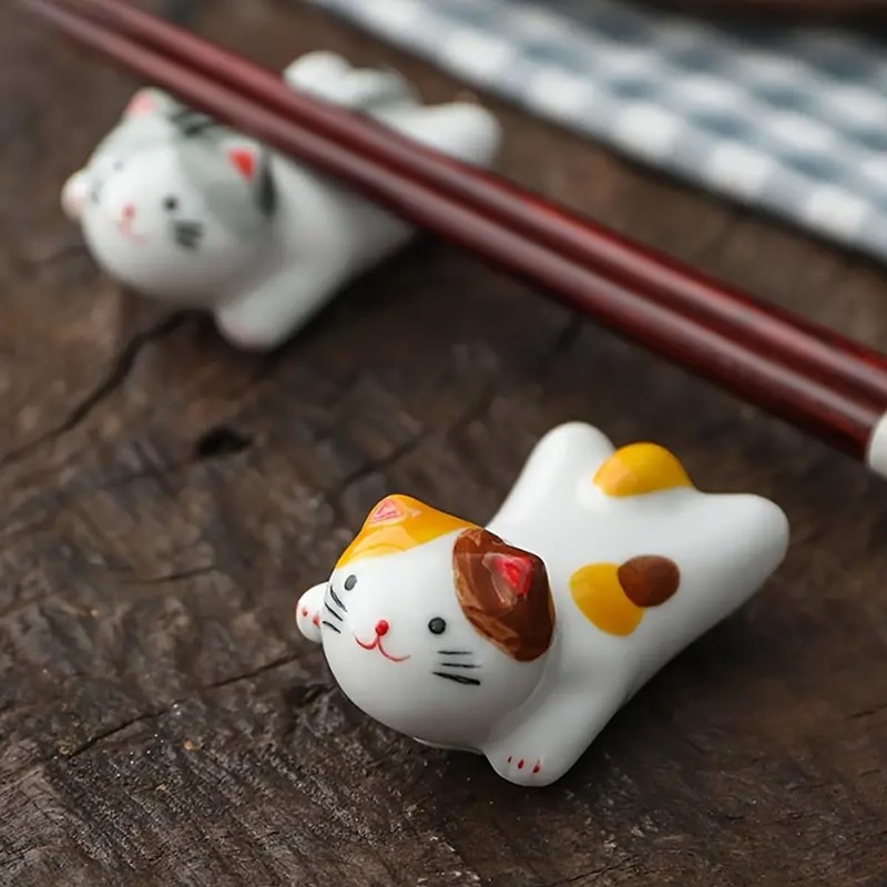 Aimall 5 PCS Lucid Cat Ceramic Chopstick Holder, Durable Everyday