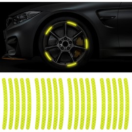 Ezweiji 20 x Reflective Rim Strips Stickers for Car, Motorcycle, Bike, Night Safety Decoration Strips, Universal Anti-Scratch Reflective Rims Stickers (Green)