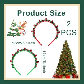 Athem Pack of 2 Christmas Headpieces with Bells Christmas Headbands Christmas Headbands Red Green Christmas Headband for Children Adults Christmas Headband Christmas Headpiece