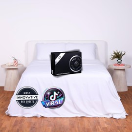 The LAD Collective 3.0 Fitted Sheet - Deep Pocket Bed Cover with EasyGrip™ Loop Straps, Durable Elastic & Temperature Regulating Fabric - Premium Bed Sheets - Malibu White/King