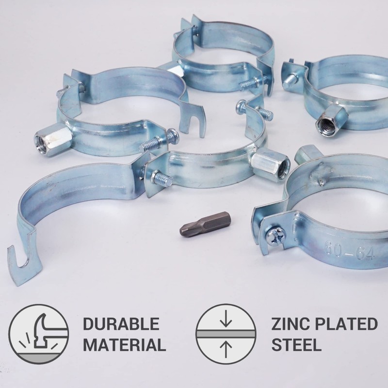 SKIR'CO (4 pcs) Pipe Brackets for 60-64 mm Pipes, Pipe