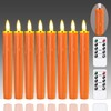 Mavandes Flameless Flickering Taper Candles Two Remote,7.5 Inch Orange Battery