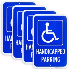 4 Pack Large Handicap Parking Sign, Handicapped Sign, 18" x 12" .040 Rust Free Aluminum – Reflective, UV Protected and Weatherproof | Enjoyist