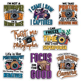Photographer Sticker 8 Pcs (Large Size) Vinyl Stickers Laptop Waterproof Decal for Car Bumper Photographing Camera Stickers Notebook Luggage Window Birthday Decorations - Size 4 Inches