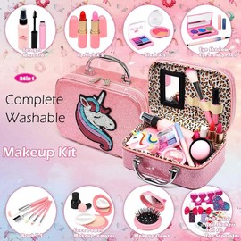 Kids Easter Day Washable Makeup kit for Girl, Pretend Play Toddler & Non-Toxic Make Up Set, Real Makeup Child Princess for Birthday, Easter Gift