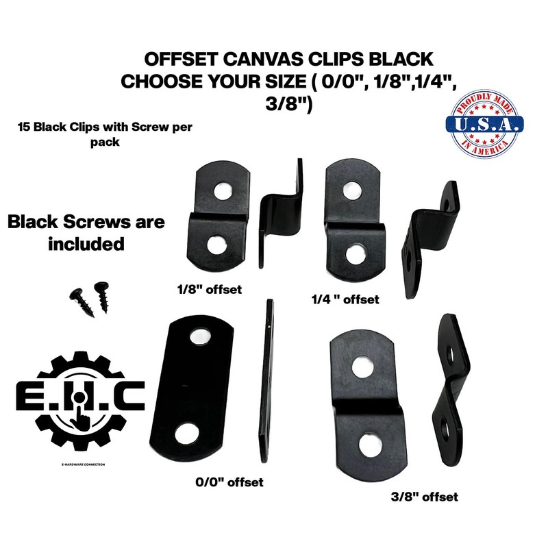 Canvas Clips Black for Picture Framing Screws Included 15 per