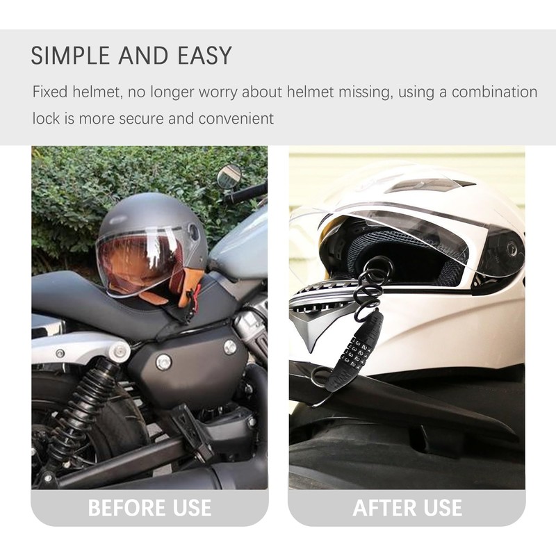 Motorcycle Helmet Lock with Combination Lock,Retractable Motorcycle Locks Anti Theft