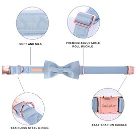 Unique style paws Dog Collar, Blue Silk Dog Collar with Bow, Soft Bowtie Adjustable Pet Collar Gift for Female or Male Small Dogs