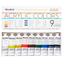 MEEDEN Professional Acrylic Paint Set - Artist Grade Acrylic Paints - Heavy Body Acrylic Paint Tubes - 60ml x 9 Colors/Tubes