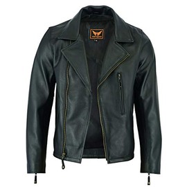 A&H Apparel: Motorcycle Genuine Leather Jacket - Hand-picked Genuine Top-Grain Cowhide Leather Biker Jacket for Men (Black, XXXL)