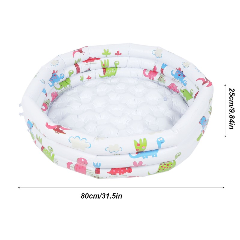 Inflatable Kiddie Pool PVC 31.5 Inch Cartoon Dinosaur Round Outdoor