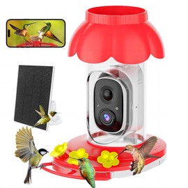 SECUHOME Hummingbird Feeder with Camera, Smart Hummingbird Feeder Camera Solar Powered with AI Identify, Auto Capture Bird Videos & Motion Detection, Ideal Gift for Bird Lovers
