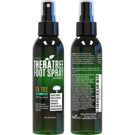 TheraTree Foot Spray for Shoe & Foot Odor with Tea Tree, Neem, MSM & Menthol for Soothing Skin Irritation. Great for Athletes.