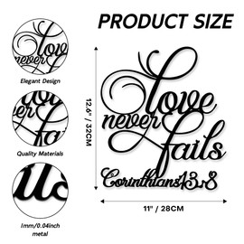 1 Corinthians 13 Wall Art- Love is Patient Love is Kind Art, Rustproof Bible Verse Decor for Living Room, Kitchen, Gift for Thanksgiving, Christmas, Valentine's Day (12.6"x11")