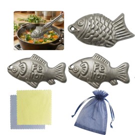 3 Pack Cast Iron Fish - Food-Grade Reusable Iron Fish for Cooking, Add Natural Iron to Food & Water, Chemical-Free Kitchen Tool for Iron Deficiency, Ideal for Vegans, Athletes, Pregnant Women