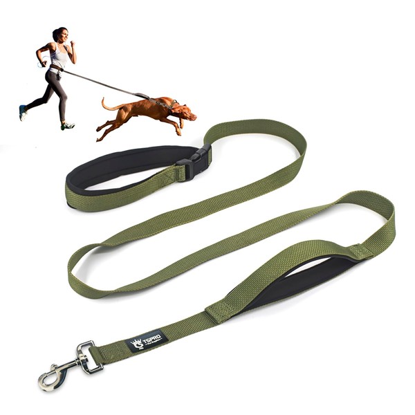 TSPRO Hands Free Dog Leash Adjustable Walking Running Dog Leash with Control Safety Padded Handle and Heavy Duty Clasp for Small Medium Large Dogs(Green)