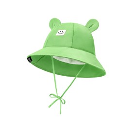 Century Star Baby Sun Hat for Girls and Boys with 3D Bear Ears, Adjustable Baby Hat with Cute Smile, for Girls 1-3 Years, Soft Playground Outdoor Hat, Green, M