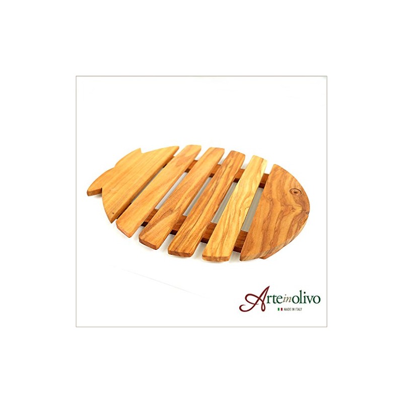 [arteinolivo] Olive Wood Trivet, (Fish)