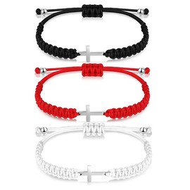 Caiyao 8MM Ornament Lava Volcanic Stone Beads Turquoise Cross Elastic Stretch Bracelet Religion Bangle for Women Men-3Pcs String