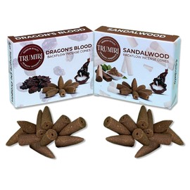 Backflow Incense Cones - Combo Pack of 20 Incense Cones Waterfall - 10 Dragons Blood + 10 Sandalwood - Incense Backflow Cones - Waterfall Incense Cones - Incense Waterfall Cones