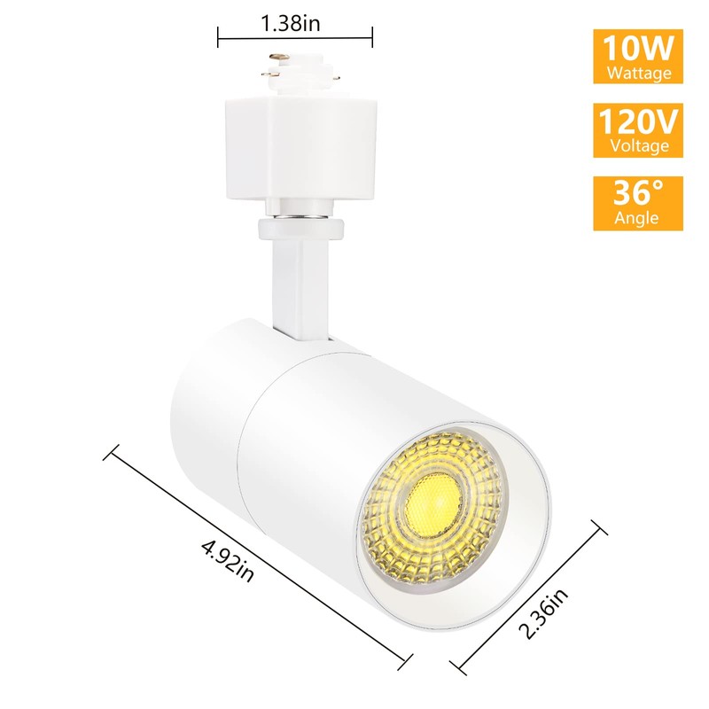 VANoopee 3-Color 10W H Track Lighting Heads Dimmable LED Track