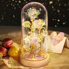 BOLEi Eternal Rose in Glass Sparkly Rose, Gift for Mother, Birthday Gift for Wife, Gift for Mum, Anniversary Gift for Her