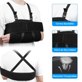 BSMKD Inmovilizador de Hombro Adulto Ajustable, Cabestrillo para Brazo Izquierdo y Derecho, Soporte de Antebrazo para Hombro, Ajustable, Transpirable, Talla única, Ideal para Lesiones y Post-cirugía