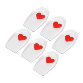 VOCOSTE 6Pcs Silicone Heel Support Cup Pads, Silicone Cushion Orthotic Insole Plantar Care Heel Pads, Love Pattern Red Size 33-39