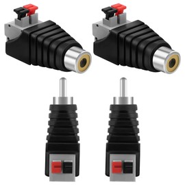 AXFEE 4PCS RCA to Speaker Wire Adapter, RCA-Male and Female to AV 2 Screw Female Adapter, Phono Jack Rca Speaker Wire Connectors, Video Audio Spring Press Type Balun Suitable for CCTV